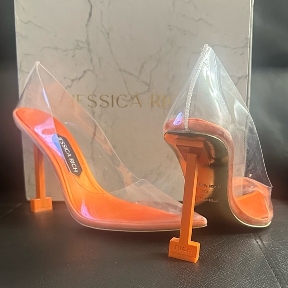 Jessica Rich “So Fancy” Orange & Clear Stiletto - Size 39 (US 9) NWT - Picture 2 of 14